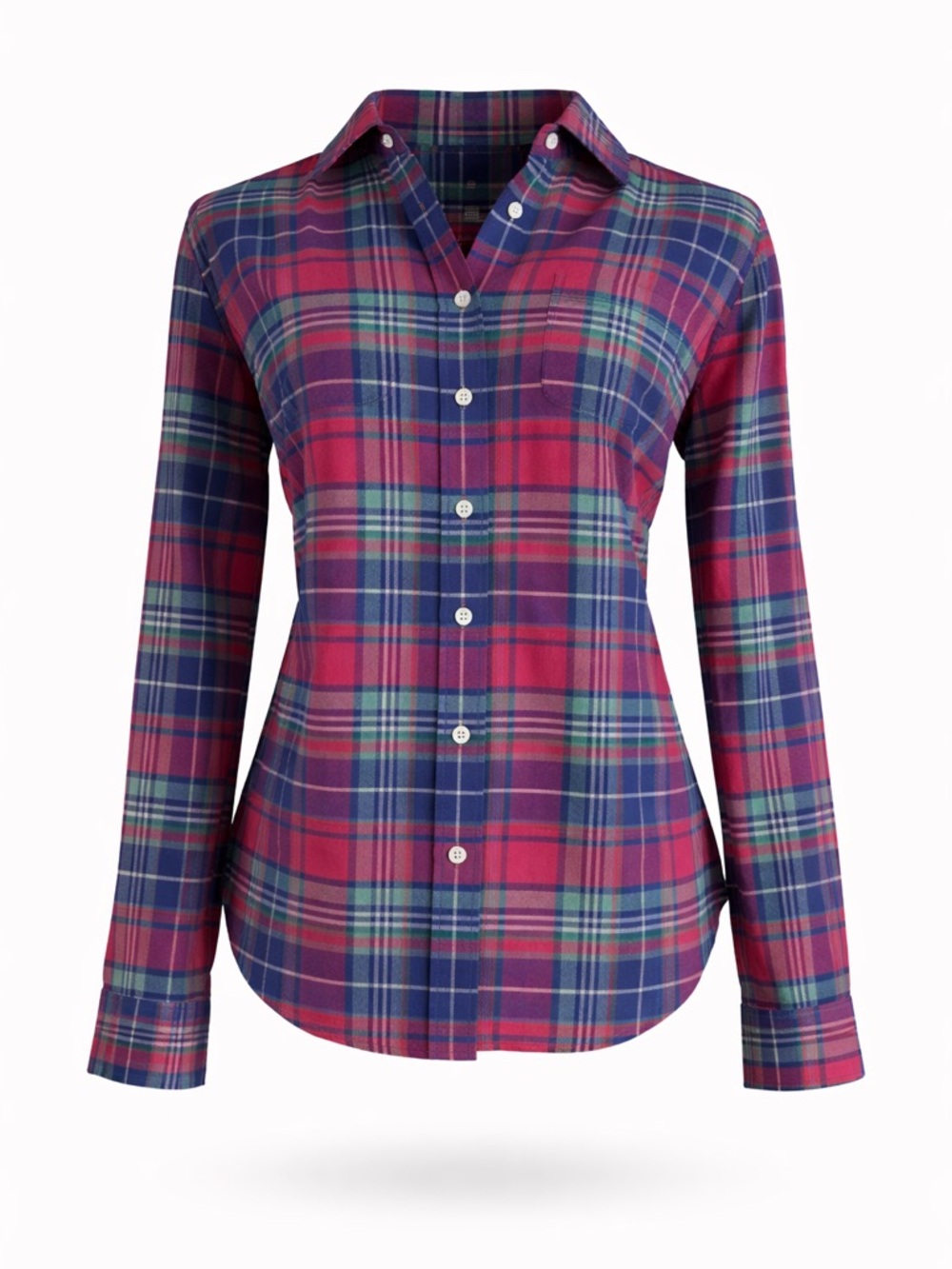 J. Crew Plaid Button-Down Shirt in Pink, Blue & Green Sz XS